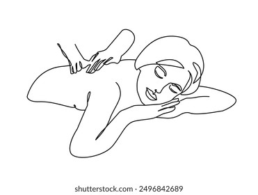 Massage Minimalist Line Art Drawing. Continuous One Line Minimal Art Drawing of Massage. Trendy Minimalist Illustration. Vector EPS 10	