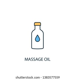 massage oil concept 2 colored line icon. Simple yellow and blue element illustration. massage oil concept outline symbol design