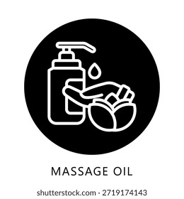 Botón Del Icono Del Aceite Del Masaje, Mini Ilustración Relacionada Con El Cuidado Personal. Uso Para El Concepto Moderno, Ui, Web Ux Y Desarrollo De App.
