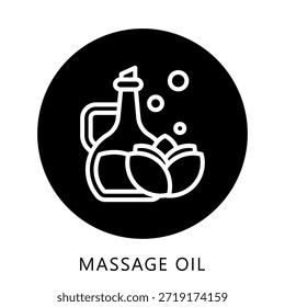 Botón Del Icono Del Aceite Del Masaje, Mini Ilustración Relacionada Con El Cuidado Personal. Uso Para El Concepto Moderno, Ui, Web Ux Y Desarrollo De App.
