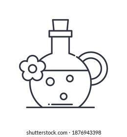 Massage oil icon, linear isolated illustration, thin line vector, web design sign, outline concept symbol with editable stroke on white background.