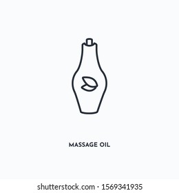 massage oil outline icon. Simple linear element illustration. Isolated line massage oil icon on white background. Thin stroke sign can be used for web, mobile and UI.
