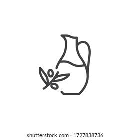 Massage olive oil line icon. linear style sign for mobile concept and web design. Spa essential oil outline vector icon. Symbol, logo illustration. Vector graphics