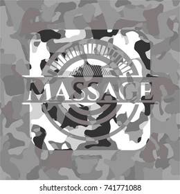 Massage on grey camo pattern