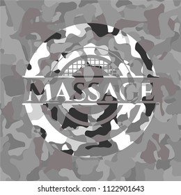 Massage on grey camo texture