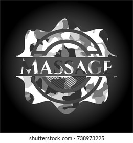 Massage on grey camo texture