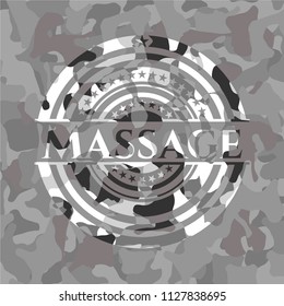 Massage on grey camouflage pattern