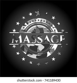 Massage on grey camouflaged texture
