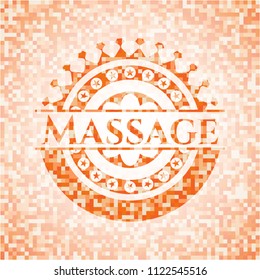 Massage orange mosaic emblem with background
