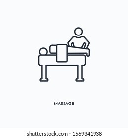 massage outline icon. Simple linear element illustration. Isolated line massage icon on white background. Thin stroke sign can be used for web, mobile and UI.