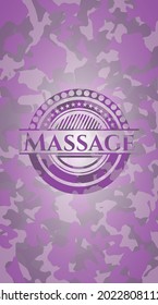 Massage pink and purple on camouflage pattern. Vector Illustration. Detailed. 