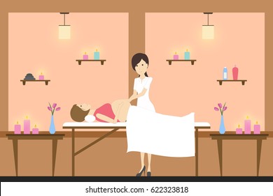 Massage for pragnant woman. Treatment in spa salon.