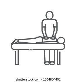 Massage procedure line color icon. Physiotherapy, acupuncture, rehabilitation concept. Health medical treatment. Sign for web page, mobile app, button, logo. Editable stroke.