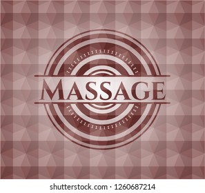 Massage red seamless badge with geometric background.