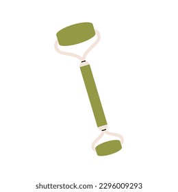 Roller de masaje, rodillo de jade para icono de la cara. Silueta de herramientas de maquillaje y belleza. Ilustración del vector