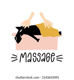 Massage Salon For Animals. Pet Spa Salon Concept. Hand Drawn Vector Illustration Made In Cartoon Style.