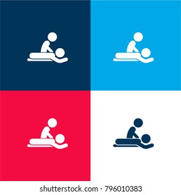 Massage session four color material and minimal icon logo set in red and blue