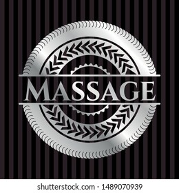 Massage silver badge or emblem. Vector Illustration. Mosaic.