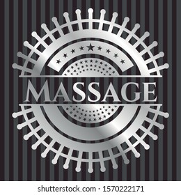 Massage silver badge or emblem. Vector Illustration. Mosaic.