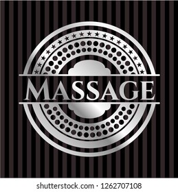 Massage silvery emblem or badge