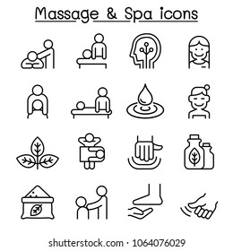 Massage & Spa icon set in thin line style

