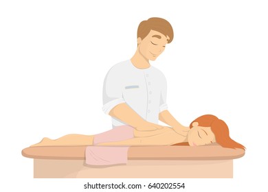 Massage in spa salon.