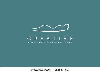 Massage spa woman logo design vector illustration. White Women massage sleep logo isolated on grey background