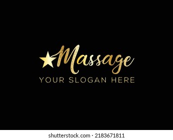 Massage and Star Golden Luxury Logo for therapy, spa and massage and beauty. - Shutterstock ID 2183671811