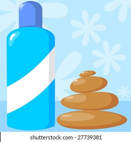  massage stone and bottle	