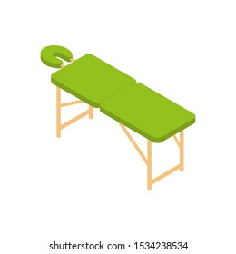 
Massage table of the isometric.Medical relaxation. Vector illustration.