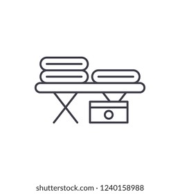 Massage table line icon concept. Massage table vector linear illustration, symbol, sign