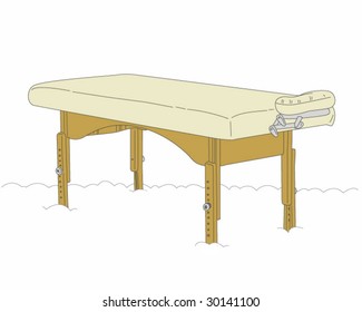 Massage Table on Cloud - Vector Illustration (Can Delete Cloud Layer to see feet)