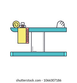 massage table vector outline illustration symbol object. Thin line icon style concept design