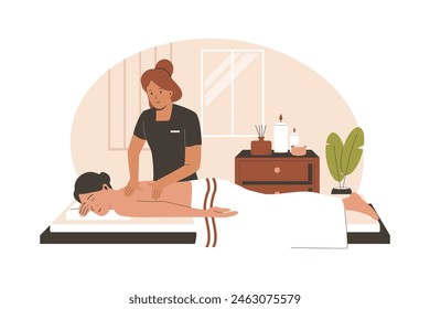 Massage therapist vector concept, Alternative Medicine Concept. Flat illustration concept