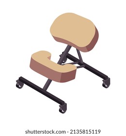 Massage therapy isometric icons composition with isolated image of massage stool vector illustration