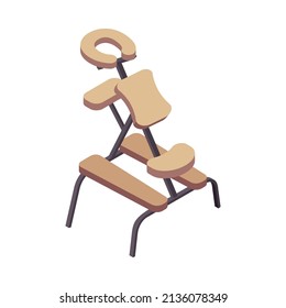 Massage therapy isometric icons composition with isolated image of wooden stool with multiple parts vector illustration