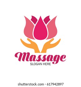 massage therapy logo with text space for your slogan / tagline, vector illustration