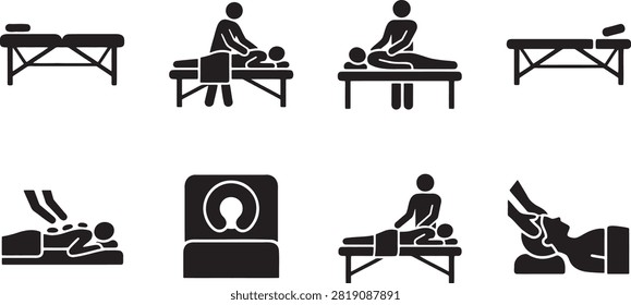 Massage therapy and spa treatment relaxation health icons