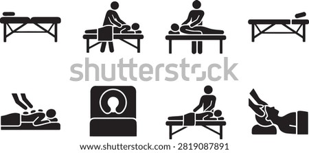 Massage therapy and spa treatment relaxation health icons