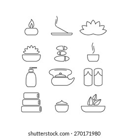 Massage time - relaxation centre icons, flat design illustration, vector 