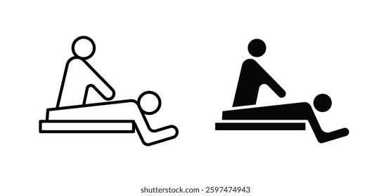 Massage vector icon set black filled and outlined style.