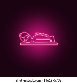 Massage with volcanic stones icon. Elements of SPA in neon style icons. Simple icon for websites, web design, mobile app, info graphics