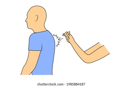 Massage. Yumeiho therapy. Instructions for performing massage techniques, tapping on the back. Simple vector illustration for physical therapy guidelines, websites and prints.