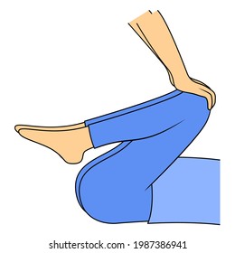 Massage. Yumeiho therapy. Instructions for performing massage techniques, stretching of the muscles of the lower back and pelvis. Simple vector illustration for physical therapy guidelines, websites.