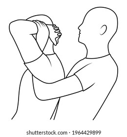 Massage. Yumeiho therapy line. Instructions for performing massage techniques, stretching the neck muscles and manual manipulation. Simple vector illustration for physical therapy guidelines, websites