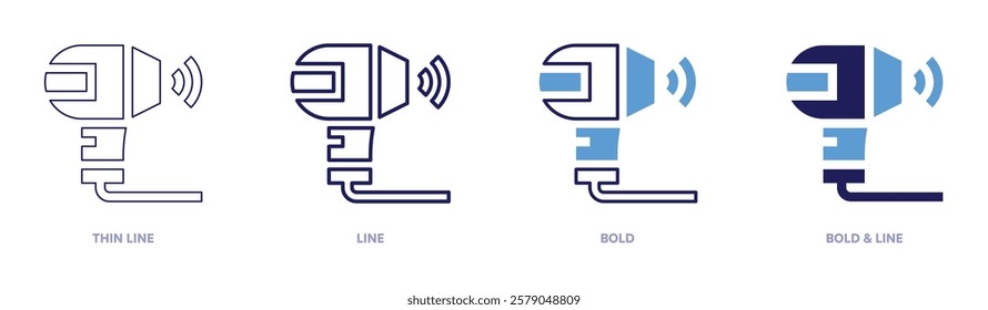 Massager icon in 4 different styles. Thin Line, Line, Bold, and Bold Line. Duotone style. Editable stroke.