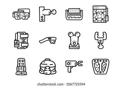 Juego de iconos simple de doodle de vector de línea de Massager