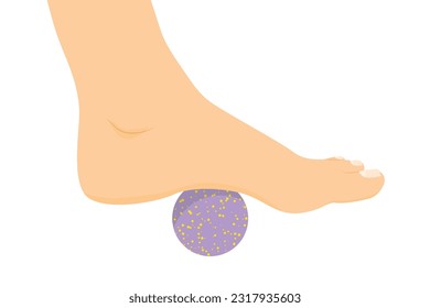 massaging foot with a relaxing ball- vector illustration
