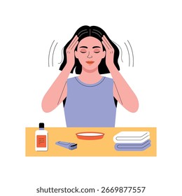 Ilustração plana do couro cabeludo de massagem. Arquivo EPS 10 