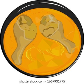 Massaman curry with chicken, vector illustration